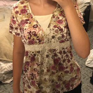 Short Sleeve Floral Printed Women's Shirt